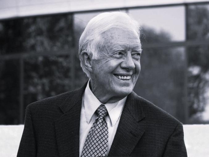 Black and white image of former American President Jimmy Carter